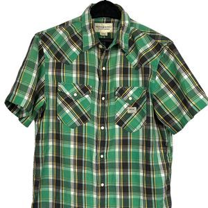 Denim & Supply Ralph Lauren Men's Medium Western Pearl Snap Plaid Shirt Cotton